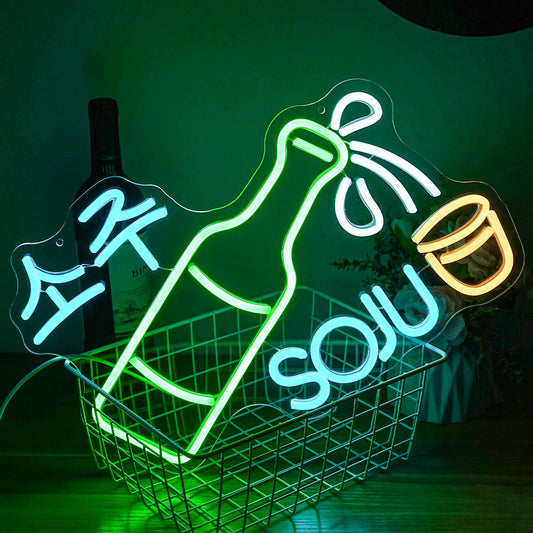 Soju Neon LED Sign, Dimming, USB, Wall or Hang Mount (16.5'' X 11.4'' inch)