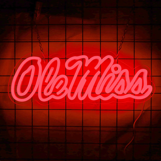 Ole Miss College Football Neon Sign LED For Room, Garage, Man-cave, Bar, 16.7” x 6” inch