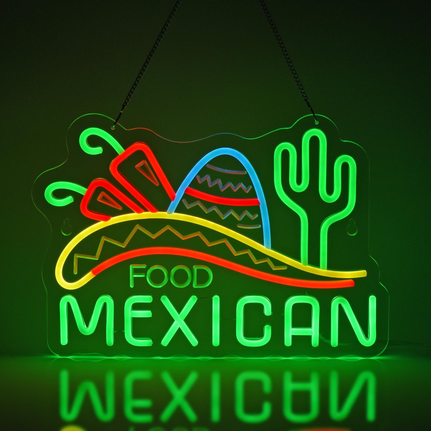 Mexican Food Neon LED Sign, for Restaurant, USB, Dimming, 15.75×11 inches