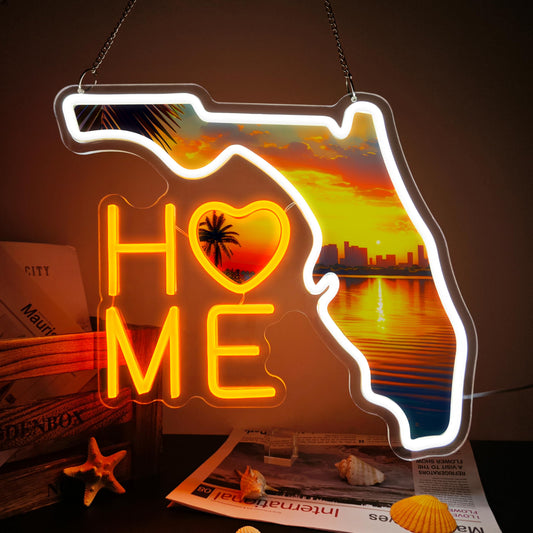 Florida Neon LED Sign, USB Powered, Dimmable 15” x 12” inches