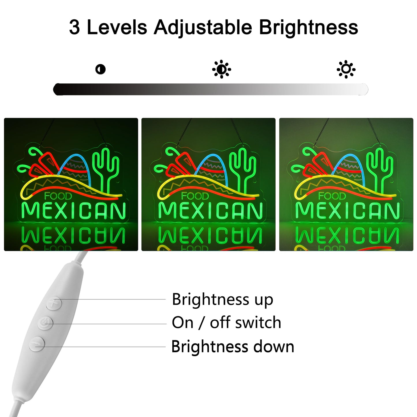 Mexican Food Neon LED Sign, for Restaurant, USB, Dimming, 15.75×11 inches