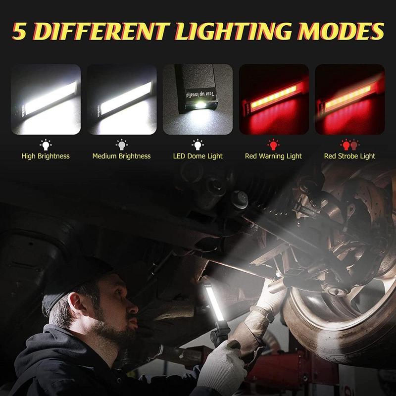LED Work, Camping, Hiking, Outdoor Rechargeable Flashlight with Magnetic Base Hook 360°Rotation
